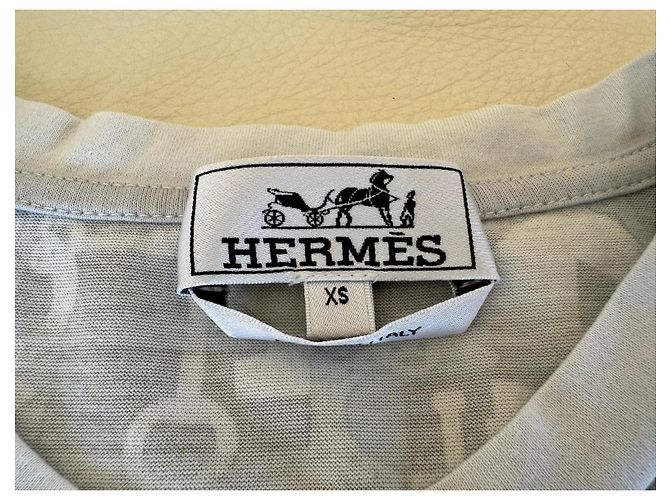 Hermès Hermes Paris T-Shirt "Abstrait De Cheval" SS21 / Größe XS Weiß Grau Monogramm - Ansicht 5