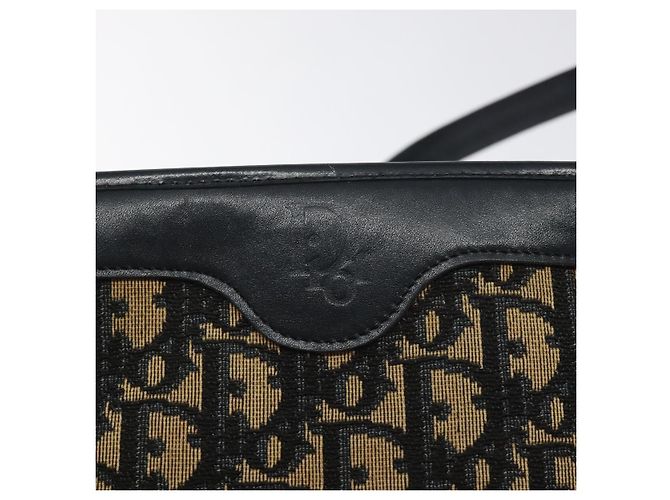 Bolso de hombro de lona Trotter Christian Dior azul marino dorado Auth BA3029 - vista 14