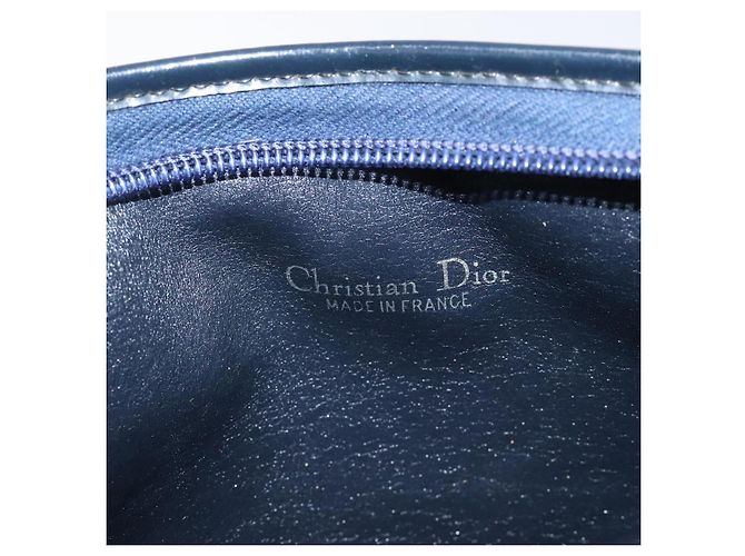 Bolso de hombro de lona Trotter Christian Dior azul marino dorado Auth BA3029 - vista 16