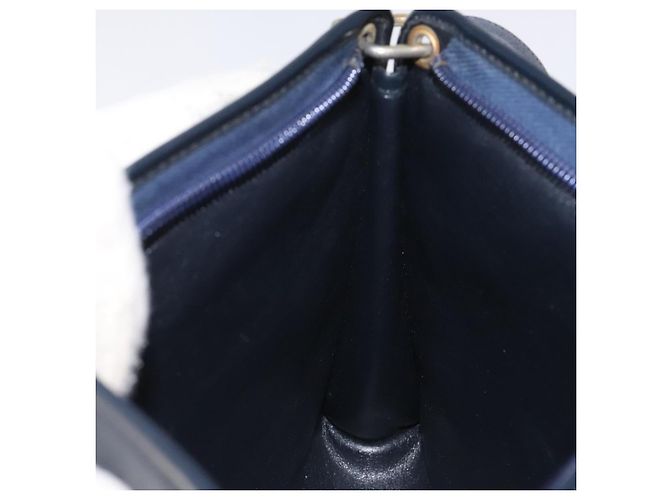 Bolso de hombro de lona Trotter Christian Dior azul marino dorado Auth BA3029 - vista 19