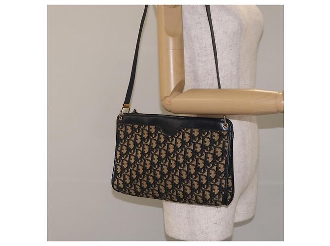 Bolso de hombro de lona Trotter Christian Dior azul marino dorado Auth BA3029 - vista 20