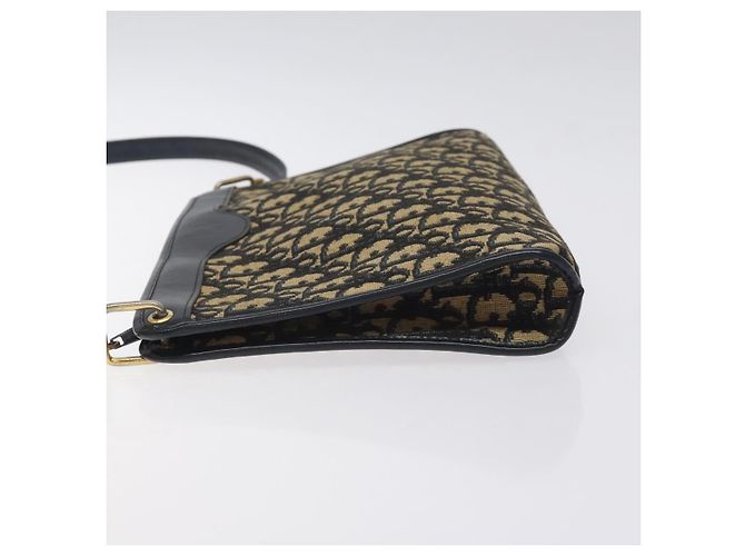 Bolso de hombro de lona Trotter Christian Dior azul marino dorado Auth BA3029 - vista 5