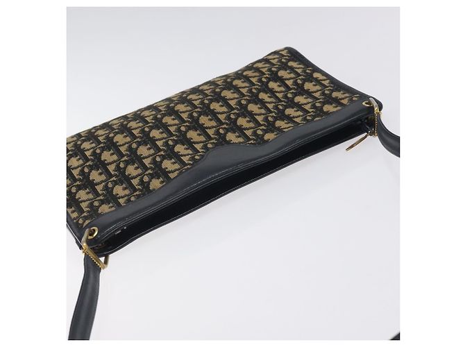 Bolso de hombro de lona Trotter Christian Dior azul marino dorado Auth BA3029 - vista 6