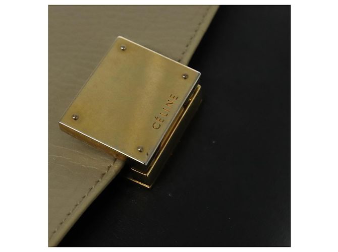 Céline CELINE Borsa Trapeze in Pelle Scamosciata 2in1 Beige Oro Auth BA2807 D'oro - vista 14