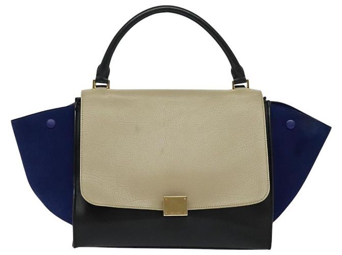 Céline CELINE Borsa Trapeze in Pelle Scamosciata 2in1 Beige Oro Auth BA2807 D'oro - vista 2