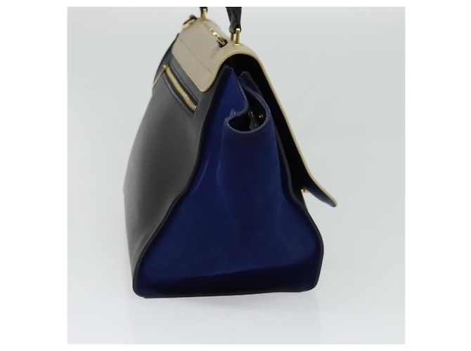 Céline CELINE Borsa Trapeze in Pelle Scamosciata 2in1 Beige Oro Auth BA2807 D'oro - vista 4