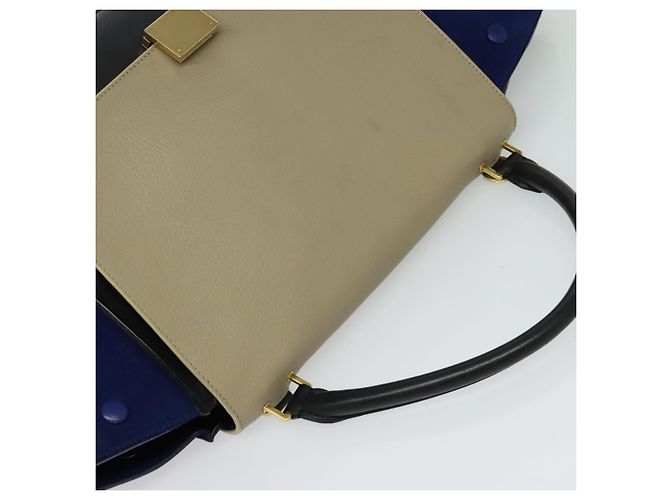 Céline CELINE Borsa Trapeze in Pelle Scamosciata 2in1 Beige Oro Auth BA2807 D'oro - vista 6