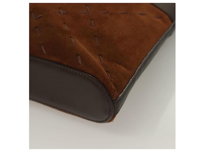 Burberry Borsa a mano in pelle marrone scuro Auth am8695 - vista 13