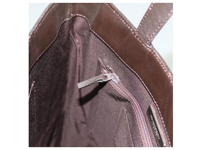 Burberry Borsa a mano in pelle marrone scuro Auth am8695 - vista 19