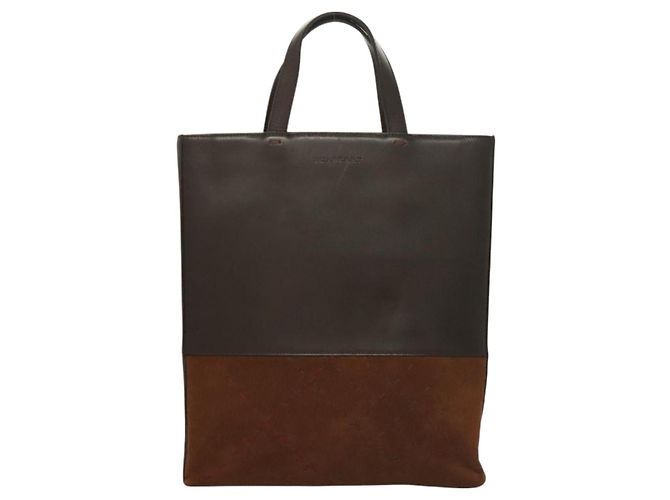 Burberry Borsa a mano in pelle marrone scuro Auth am8695 - vista 2