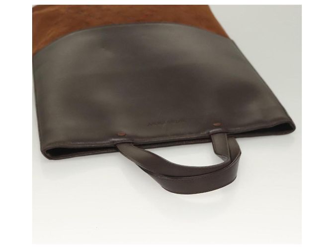 Burberry Borsa a mano in pelle marrone scuro Auth am8695 - vista 6