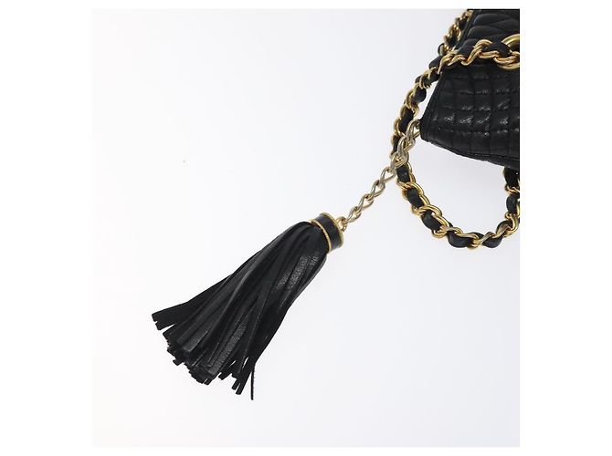 Bolsa de ombro BALLY em couro preto e dourado Auth BA2785 - vista 14