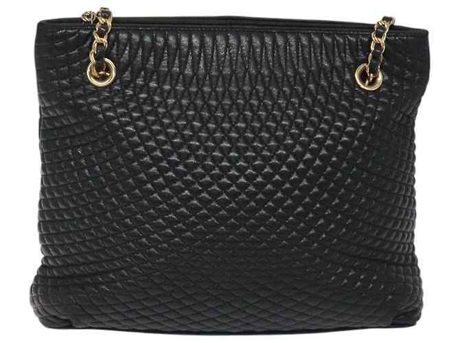 Bolsa de ombro BALLY em couro preto e dourado Auth BA2785 - vista 2