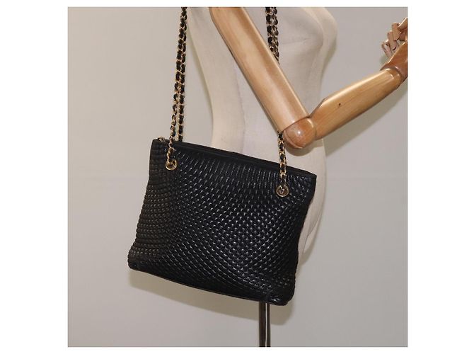 Bolsa de ombro BALLY em couro preto e dourado Auth BA2785 - vista 21