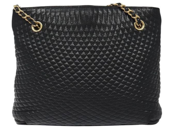 Bolsa de ombro BALLY em couro preto e dourado Auth BA2785 - vista 3