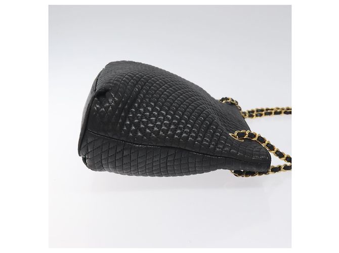 Bolsa de ombro BALLY em couro preto e dourado Auth BA2785 - vista 4