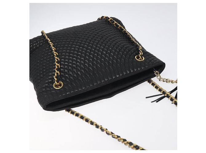Bolsa de ombro BALLY em couro preto e dourado Auth BA2785 - vista 6