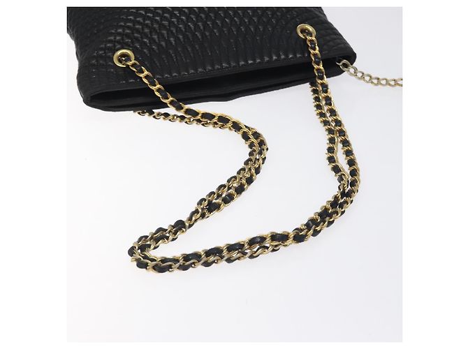 Bolsa de ombro BALLY em couro preto e dourado Auth BA2785 - vista 7