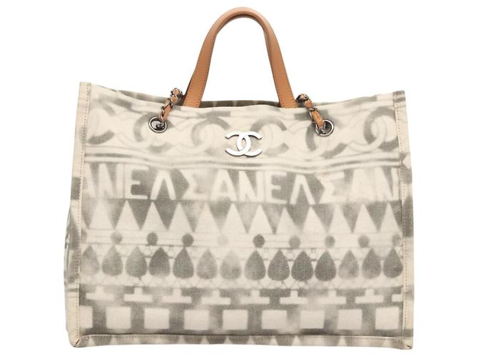 Borsa Tote in Canvas CHANEL Chain 2way Grigia CC Auth 125976 Marrone - vista 2