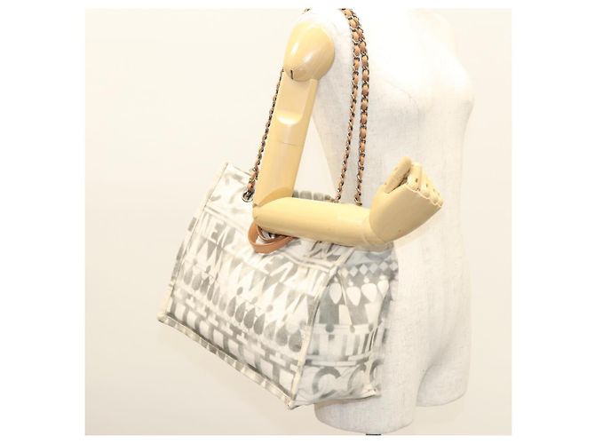 Borsa Tote in Canvas CHANEL Chain 2way Grigia CC Auth 125976 Marrone - vista 26