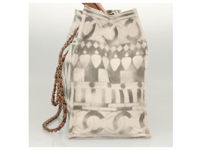 Borsa Tote in Canvas CHANEL Chain 2way Grigia CC Auth 125976 Marrone - vista 4