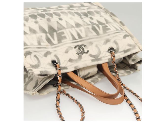 Borsa Tote in Canvas CHANEL Chain 2way Grigia CC Auth 125976 Marrone - vista 6