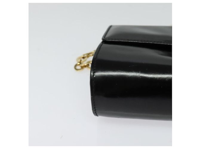 Borsa Gancini Chain Salvatore Ferragamo in pelle verniciata nera e oro Auth 126967 - vista 10