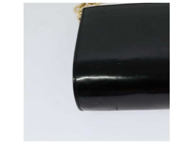 Borsa Gancini Chain Salvatore Ferragamo in pelle verniciata nera e oro Auth 126967 - vista 12