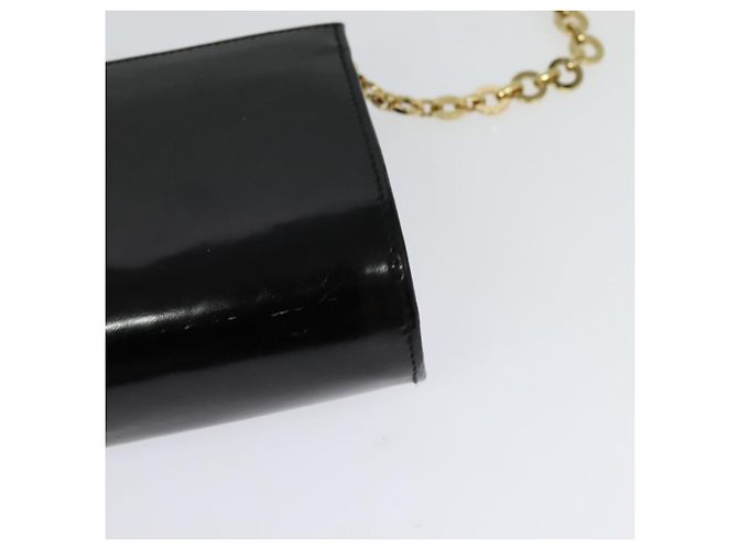 Borsa Gancini Chain Salvatore Ferragamo in pelle verniciata nera e oro Auth 126967 - vista 13