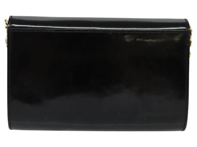 Borsa Gancini Chain Salvatore Ferragamo in pelle verniciata nera e oro Auth 126967 - vista 3