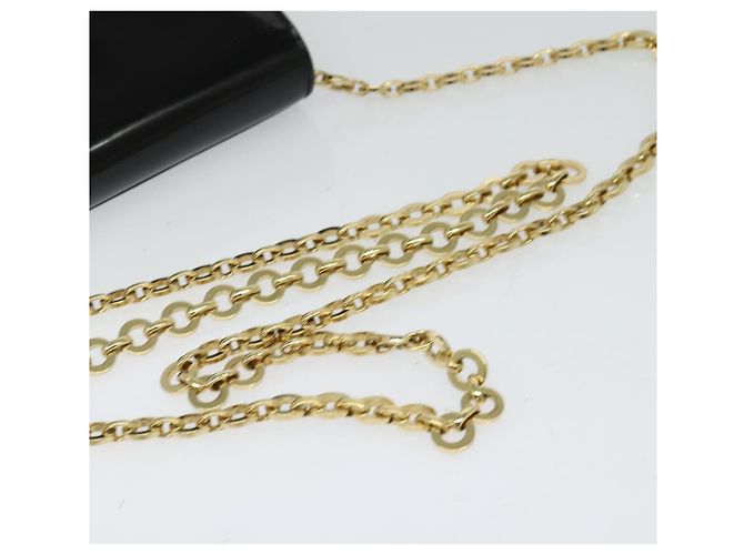 Borsa Gancini Chain Salvatore Ferragamo in pelle verniciata nera e oro Auth 126967 - vista 7