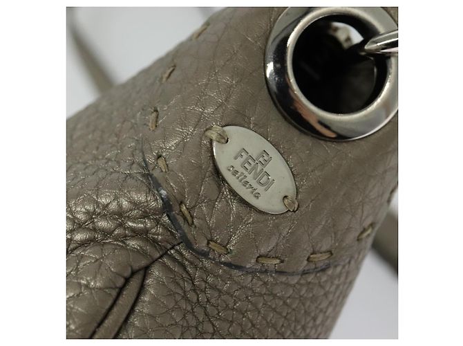 Borsa a Spalla FENDI Celeria in Pelle Grigia Argento Autentica hk2788 - vista 14