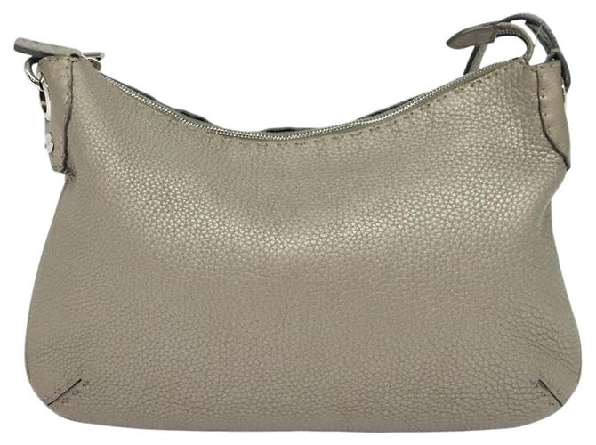 Borsa a Spalla FENDI Celeria in Pelle Grigia Argento Autentica hk2788 - vista 2