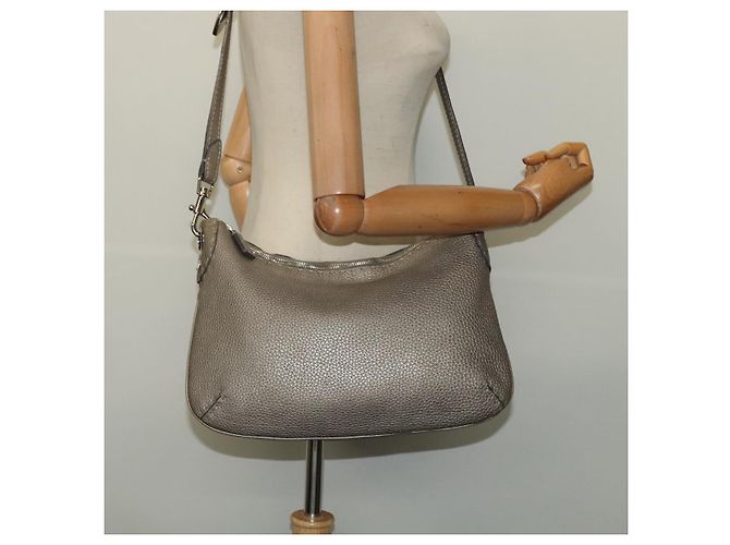 Borsa a Spalla FENDI Celeria in Pelle Grigia Argento Autentica hk2788 - vista 21