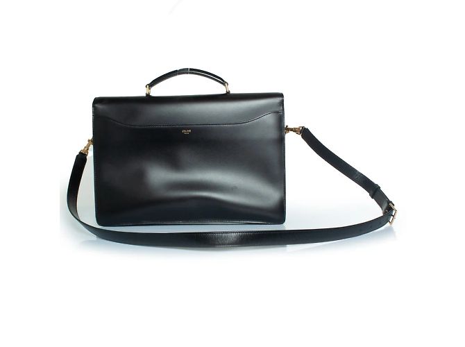 Céline Celine, valigetta in pelle con stampa leopardata in nero e marrone - vista 2