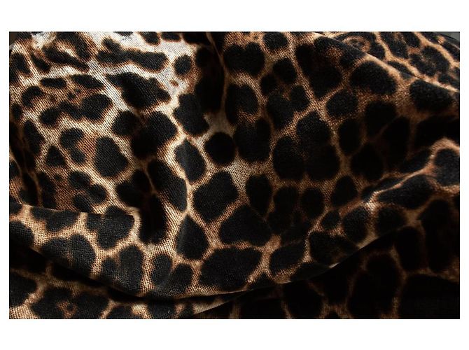 Toalla de baño de leopardo en camello Saint Laurent Castaño - vista 3