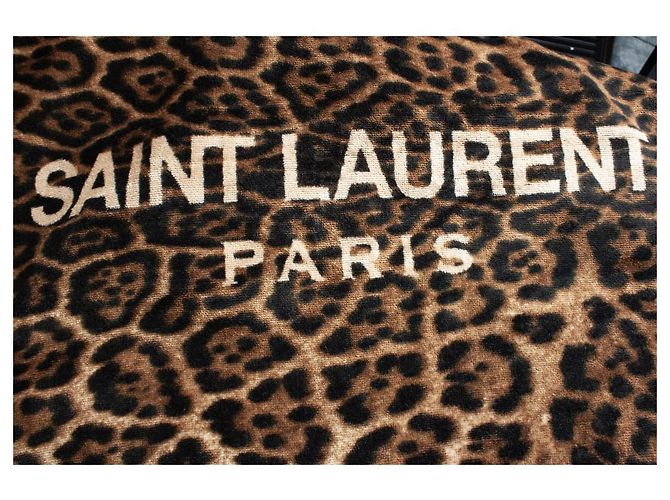 Toalla de baño de leopardo en camello Saint Laurent Castaño - vista 4