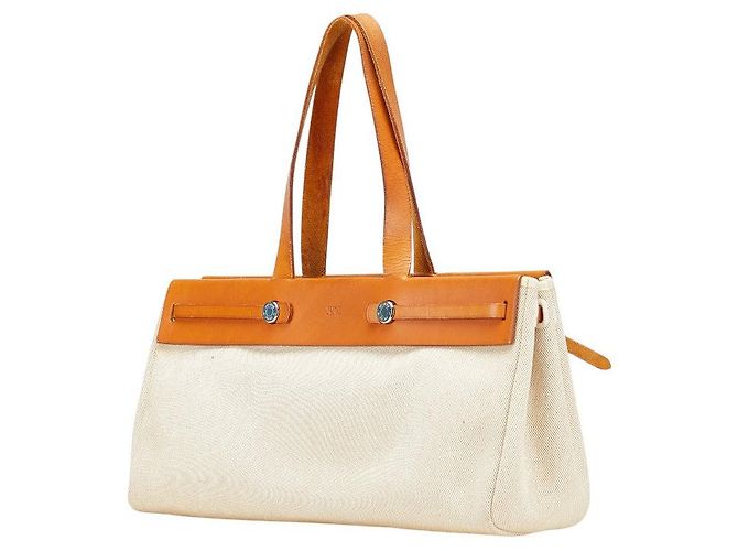 Hermès Borsa Hermes Herbag Cabas GM Toilash Marrone Beige - vista 2