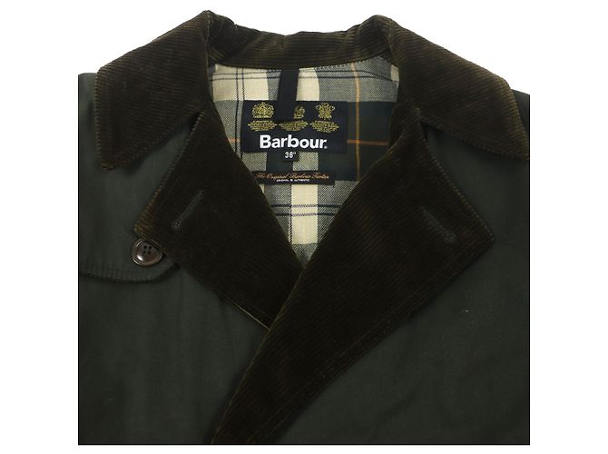Abrigo de algodón con forro de corduroy a cuadros Barbour Verde Caqui - vista 2