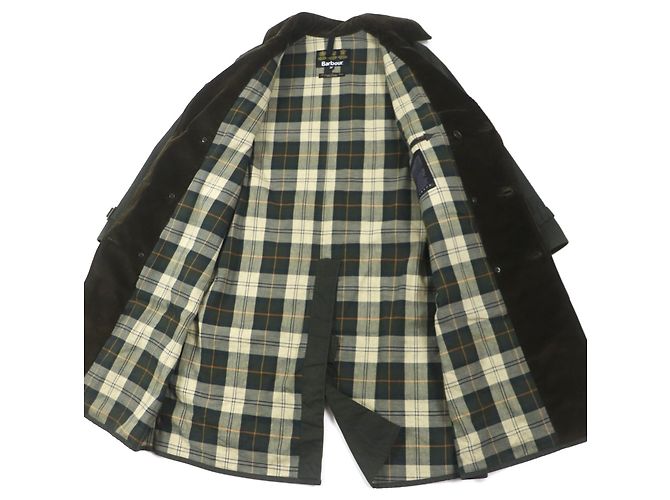 Abrigo de algodón con forro de corduroy a cuadros Barbour Verde Caqui - vista 5