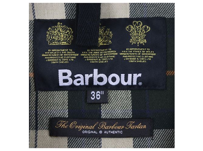 Abrigo de algodón con forro de corduroy a cuadros Barbour Verde Caqui - vista 8