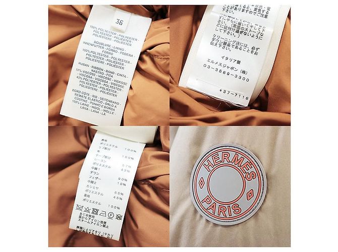 Hermès Abrigo Hermes Down Cuello Alto Con Capucha 36 Castaño Naranja Marrón claro - vista 7