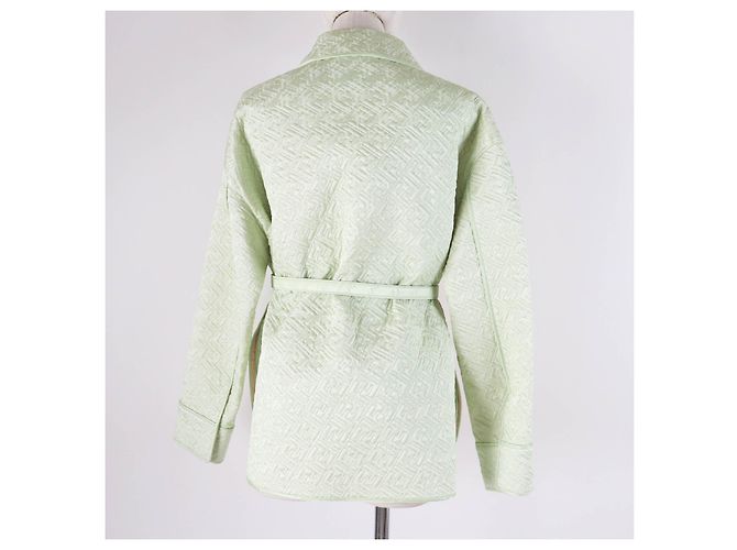 Jaqueta acolchoada de seda com logo FF da Fendi para mulheres Verde Verde claro - vista 4