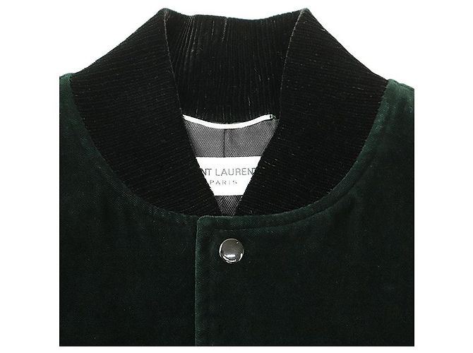 Yves Saint Laurent Chaqueta Varsity de Terciopelo Saint Laurent Verde - vista 11
