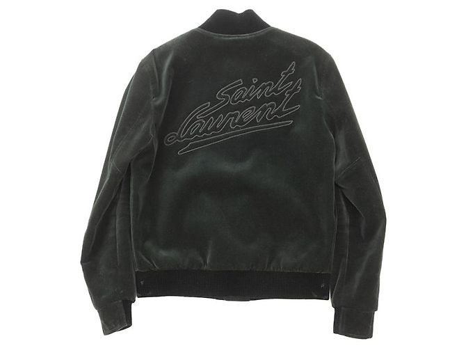 Yves Saint Laurent Chaqueta Varsity de Terciopelo Saint Laurent Verde - vista 13
