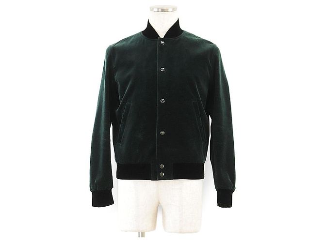Yves Saint Laurent Chaqueta Varsity de Terciopelo Saint Laurent Verde - vista 2
