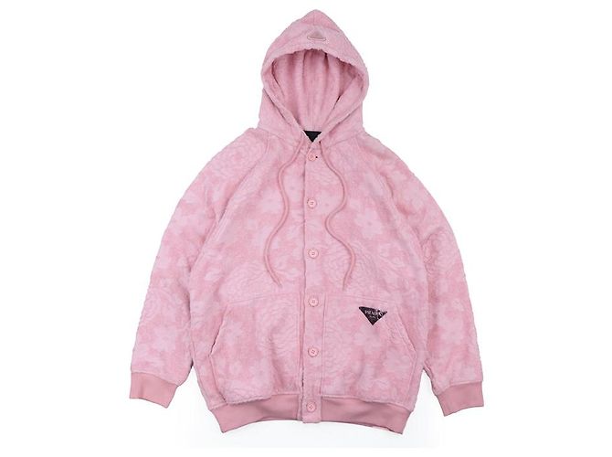 Sudadera de jacquard floral de Prada con placa triangular, rosa, talla S - vista 11