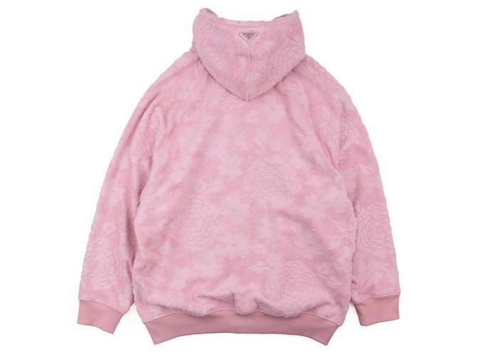 Sudadera de jacquard floral de Prada con placa triangular, rosa, talla S - vista 14