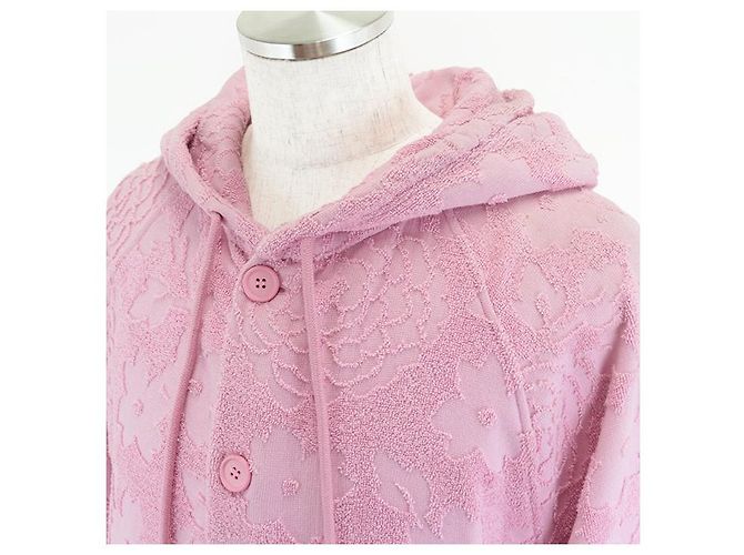 Sudadera de jacquard floral de Prada con placa triangular, rosa, talla S - vista 2