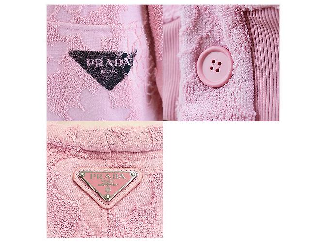 Sudadera de jacquard floral de Prada con placa triangular, rosa, talla S - vista 3